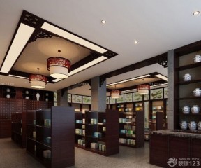 药店室内中式吊灯装修设计效果图片