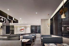 成都饭店大厅卡座沙发装潢设计效果图2023