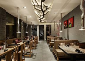 火锅店门面装修效果图 火锅店吊顶装修效果图