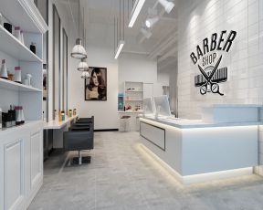 理发店前台装饰效果图 理发店前台装饰 理发店前台装修图片