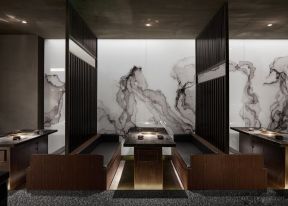 成都烤肉店面隔断造型装修图片
