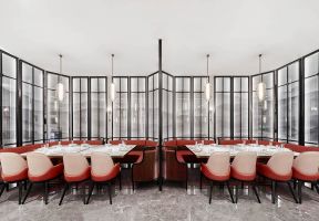 太原饭店餐厅卡座沙发装潢设计效果图