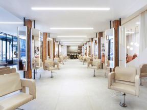 美发店剪发区装修 美发店面装修效果图 美发店面设计