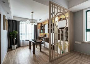 新中式书房隔断屏风装修设计图