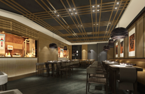 杭州餐饮店铺室内天花板装修设计效果图