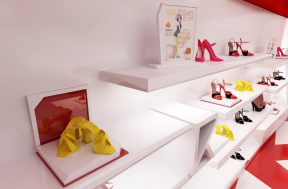 杭州160平女鞋店展架装修案例效果图