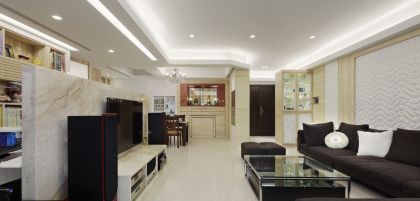 黑白风格客厅沙发摆放装修效果图片