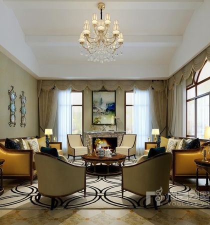 山河水670㎡美式别墅装修效果图