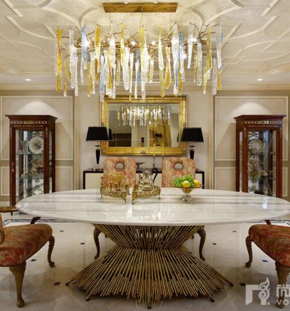 欧式别墅餐厅吊顶灯具装修设计图片大全