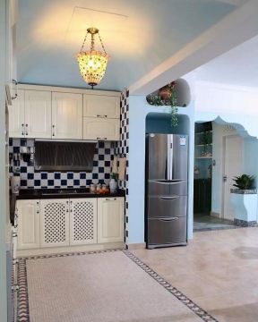 2020超小厨房装修 地中海小厨房装修效果图 2020地中海风格厨房橱柜效果图 