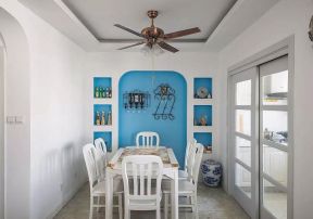 2020地中海风格餐厅吊扇灯图片 2020餐厅吊扇灯装修效果图 