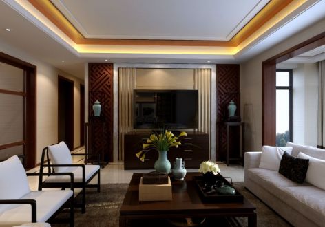 涪滨映像120㎡新中式三居室装修案例