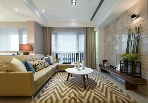 龙溪谷105㎡现代简约三居室装修案例