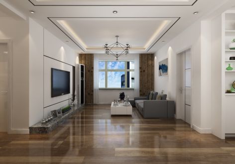 钻石名城三居120平现代装修效果图