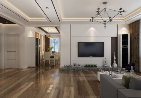 钻石名城三居120平现代装修效果图