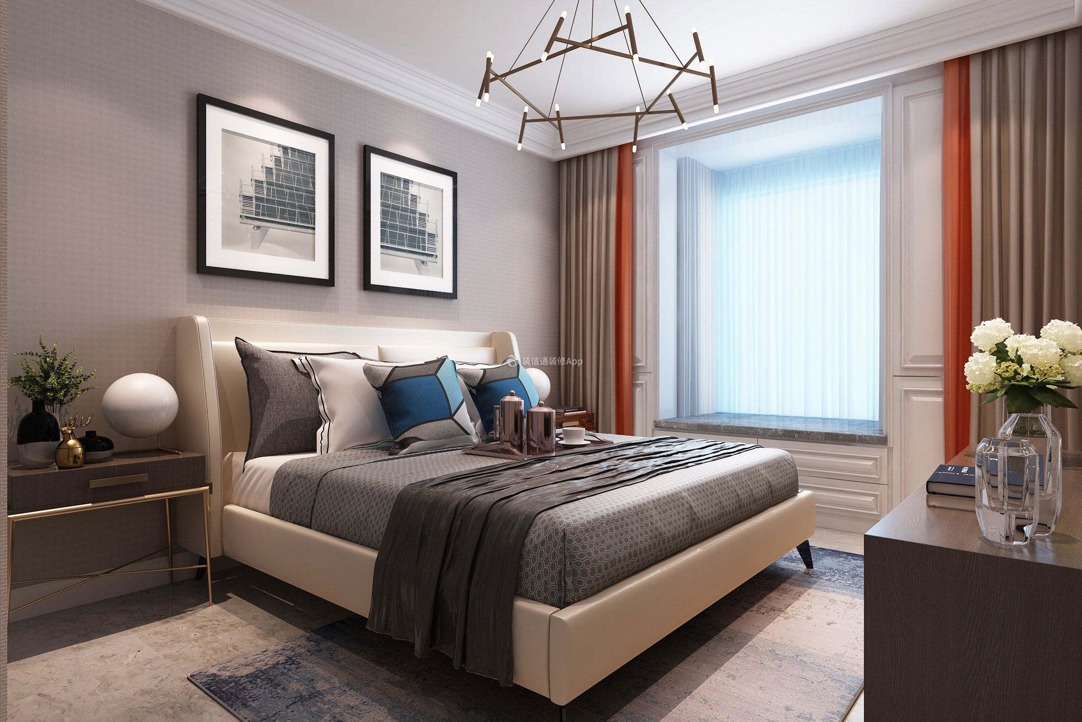 西藏佳苑148平米三居室绚丽风格卧室背景墙装修设计效果图