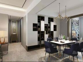 首开紫郡148平米三居室现代风格餐厅背景墙装修设计效果图