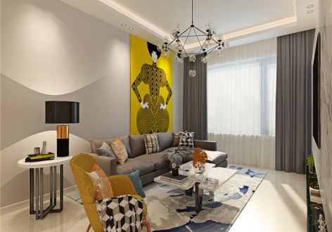 中海寰宇北欧风格105平3居室装修效果图