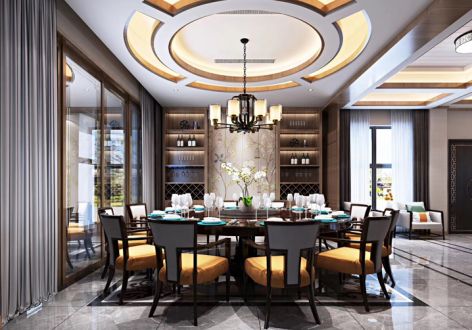 泰悦盛景中式风格340平米装修效果图案例