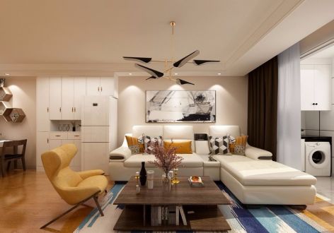 锦绣天地116平三居室现代简约风格装修案例