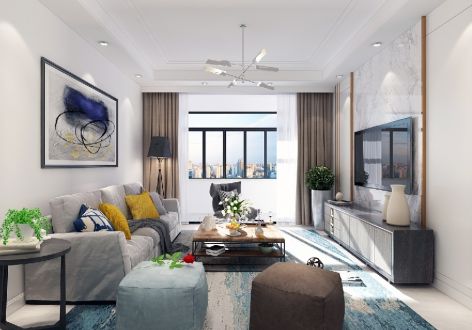 中新国际城108平三居室现代简约风格装修案例