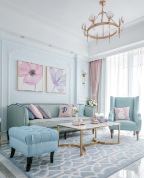 客厅沙发背景墙效果图欣赏 沙发背景墙挂画 ins风格客厅装修图片 