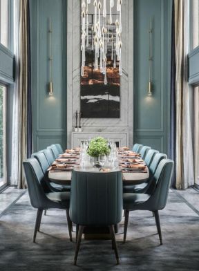 别墅餐厅装修图 别墅餐厅背景墙  别墅餐厅装修效果图片 