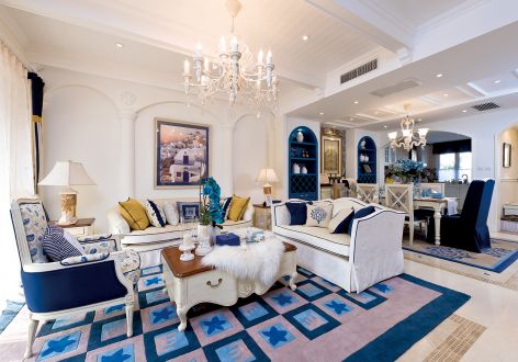 步阳国际地中海三室两厅两卫130平米装修效果图案例