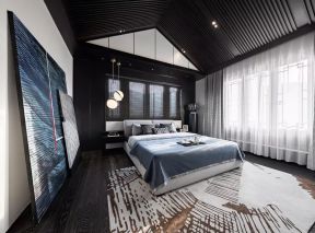 中式卧室装修设计 斜顶卧室装修效果图 