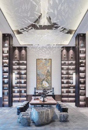 中式茶室设计图片 中式茶室装修 别墅茶室装修设计效果图 