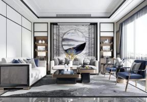 中式客厅沙发装修效果图 中式客厅沙发背影墙装修效果图