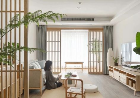 绿地新里城三居122平日式风格装修案例