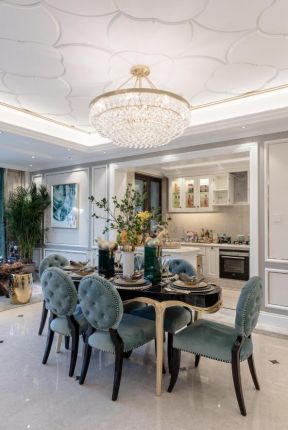 别墅餐厅设计 别墅餐厅装潢 餐厅水晶灯图片大全 