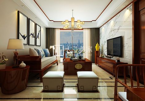 大华紫郡140平中式风格装修设计效果图赏析