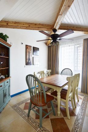 餐厅吊顶造型效果图 美式田园餐厅装修效果图