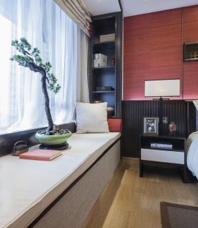 中式卧室飘窗设计 中式卧室飘窗 中式风格卧室装修图片