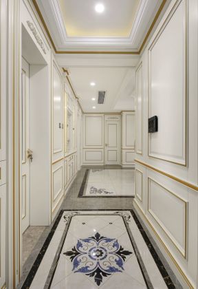 走廊背景墙效果图 别墅走廊效果图