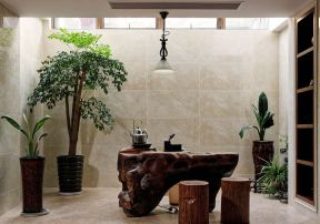 根雕茶几图片大全 别墅茶室装修设计效果图 