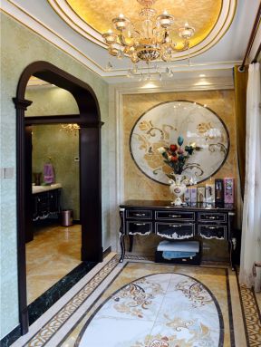 地砖拼花效果图 别墅走廊装修效果图