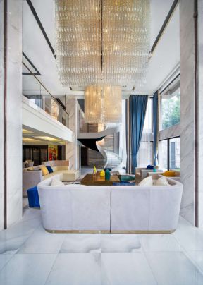 别墅客厅装修设计图 客厅水晶灯饰效果图