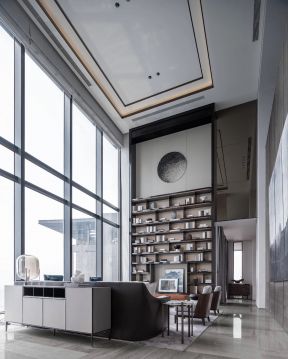 挑高客厅的装修 复式客厅设计效果图 