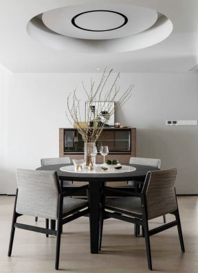 餐厅圆形吊顶 餐厅圆形吊顶效果图 现代简约餐厅装修设计