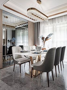 镜面背景墙装修效果图片 镜面背景墙 简约餐厅装饰效果图