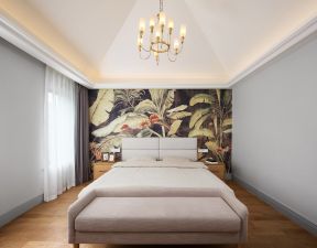 主卧室床头背景墙效果图 跃层卧室设计  跃层卧室装修效果图