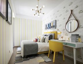 儿童房壁纸装修效果图 儿童房书桌设计图片