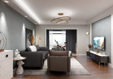 兴发御景湾简约风格三居装修案例