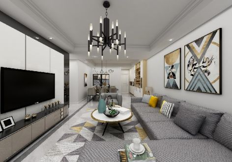 置信花园城现代简约风格122平装修案例