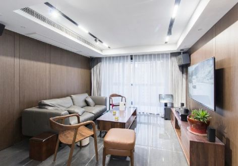 瀚山1号现代简约风格128平装修案例