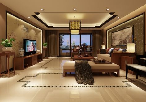 五象澜庭府中式现代风格110平装修案例