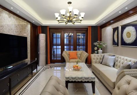 华润中央公园美式风格120平装修案例